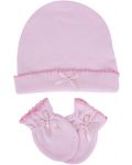 Комплект шапка с ръкавички Sevi Baby - Розов - 1t