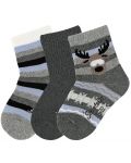 Комплект детски къси чорапи Sterntaler - С еленче, 17/18, 6-12 месеца, 3 чифта, сиви - 1t