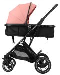 Комбинирана бебешка количка 3 в 1 KikkaBoo - Alba, с трансформираща седалка, розова - 3t