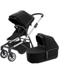 Комбинирана бебешка количка 2 в 1 Thule - Sleek, Midnight Black Aluminum - 1t