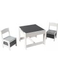 Комплект детска двустранна маса с черна дъска и 2 столчета Ginger Home - Бяло-сиво - 1t