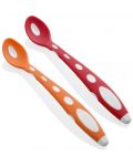 Комплект силиконови лъжички BabyJem - Оранжева и червена - 1t