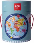 Кръгъл пъзел Apli - Карта на света, 48 части - 1t