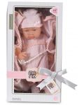 Кукла-бебе Moni - С розово одеялце и розова шапка, 41 cm - 3t