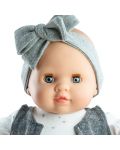 Кукла-бебе Paola Reina Manus - Агата, с туника със звездички и сива жилетка, 36 cm - 2t