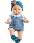 Кукла-бебе Paola Reina Los Gordis - Бланка, със син гащеризон и лента, 34 cm - 1t