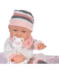 Кукла-бебе Moni - С розово одеялце и шапка на райе, 41 cm - 2t
