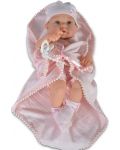 Кукла-бебе Moni - С късо розово боди и розово одеялце, 41 cm - 1t