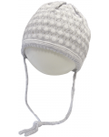 Лятна плетена шапка Maximo - размер 39, сиво-бяла - 1t