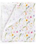 Меко одеяло от органичен муселин Xkko - Summer Meadow, 120 х 120 cm - 2t