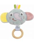 Мека играчка с дървен ринг BabyJem - Mini Elephant, Green - 1t