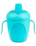 Нетечаща чаша с твърд накрайник Canpol - Penguin cup, синя, 240ml - 1t