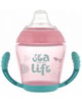 Неразливаща се чаша с дръжки Canpol - Sea Life, розова, 230 ml - 1t