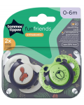 Ортодонтични залъгалки Tommee Tippee - Fun Friends, 0-6 м, 2 броя, Катерица/Мече - 6t