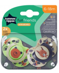 Ортодонтични залъгалки Tommee Tippee - Fun Friends, 6-18 м, 2 броя, Мече/Катерица - 6t