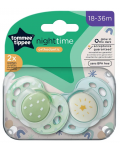 Ортодонтични залъгалки Tommee Tippee - Night Time, 18-36 м, 2 броя, звезда/дъжд - 6t