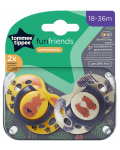 Ортодонтични залъгалки Tommee Tippee - Fun Friends, 18-36 м, 2 броя, Мече/Заек - 6t