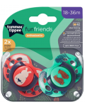 Ортодонтични залъгалки Tommee Tippee - Fun Friends, 18-36 м, 2 броя, Заек/Мече - 6t