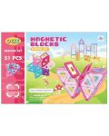 Конструктор с магнитни елементи Ocie Magnetic Blocks - Inspire, 51 части, розов - 1t