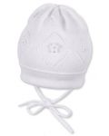 Памучна плетена детска шапка Sterntaler - 41 cm, 4-5 месеца, бяла - 1t