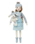 Парцалена кукла Micki Pippi - С шапка с помпон и зайче, синя, 40 cm - 1t