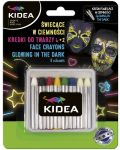 Пастели за лице Kidea - 6 цвята + 2 светещи на тъмно - 1t