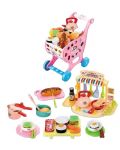 Пазарска количка с кухня Raya Toys - 64 части розова - 2t