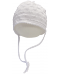 Плетена шапка Maximo - размер 43, бели сърца - 1t