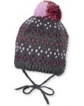 Плетена зимна шапка Sterntaler - 41 cm, 4-5 месеца, сиво-розова - 1t