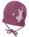 Плетена бебешка шапка Sterntaler - Със зайче, 45 cm, 6-9 месеца - 1t