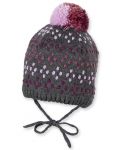 Плетена зимна шапка Sterntaler - 43 cm, 5-6 месеца, сиво-розова - 1t
