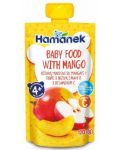 Плодово бебешко пюре Hamanek - Пауч с ябълка и манго, 120 g - 1t
