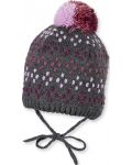 Плетена зимна шапка Sterntaler - 51 cm, 18-24 месеца, сиво-розова - 1t