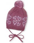 Плетена зимна шапка с пискюл Sterntaler - 47 cm, 9-12 месеца, розова - 1t