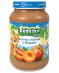 Плодово пюре Bebelan Puree -  Ябълки, кайсии и моркови, 190 g - 1t
