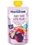 Плодово бебешко пюре Hamanek - Пауч с ябълка и сливи, 120 g - 1t