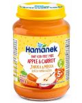 Плодово бебешко пюре Hamanek - С ябълка и морков, 5 m+, 190 g - 1t
