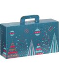 Подаръчна кутия Giftpack - Bonnes Fêtes, Синя с червено и златно, 33 x18.5 x 9.5 cm - 1t