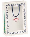 Подаръчна торбичка Giftpack - Bonnes Fêtes, 20 x 10 x 29 cm, със сини дръжки - 1t