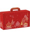 Подаръчна кутия Giftpack - Bonnes Fêtes, червено и златисто, 33 x 18.5 x 9.5 cm - 1t