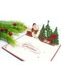 Поздравителна картичка Kiriori Pop-up - Дядо Коледа с шейна - 3t