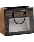 Подаръчна торбичка Giftpack Savoureux - 20 x 10 x 17  cm, черно и мед, PVC прозорец - 1t