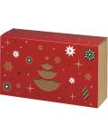 Подаръчна кутия Giftpack - Bonnes Fêtes, Коледно дърво, зелено и бяло, 31.5 x 18 x 10 cm - 1t