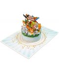 Поздравителна картичка Kiriori Pop-up - Торта с животни - 5t
