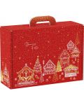 Подаръчна кутия Giftpack - Bonnes Fêtes, червено и златисто, 34.2 x 25 x 11.5 cm - 1t