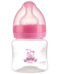 Полипропиленово шише за хранене с широко гърло с биберон Zizito - Little Angel, розово, 125 ml - 1t