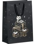 Подаръчна торбичка Giftpack - Bonnes Fêtes, 20 x 10 x 29 cm, черно и медно - 1t