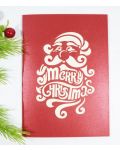 Поздравителна картичка Kiriori Pop-up - Дядо Коледа с шейна - 4t