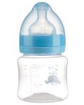 Полипропиленово шише за хранене с широко гърло с биберон Zizito - Little Angel, синьо, 125 ml - 2t