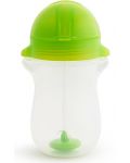 Преходна чаша със сламка Munchkin - Click Lock Weighted Straw, 285 ml, зелена - 2t